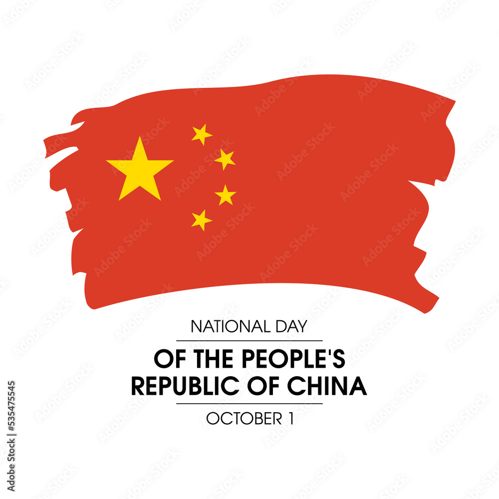 National Day of the People's Republic of China vector. Paintbrush Chinese flag icon vector isolated on a white background. Grunge Flag of China design element. October 1. Important day