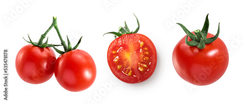 Tomato cherry isolated on white background set