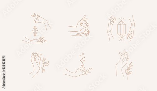 Vector design linear hands template logos