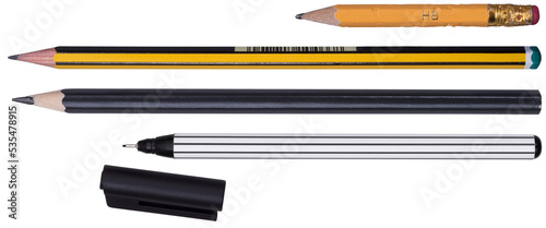 Isolated pencil and pen set