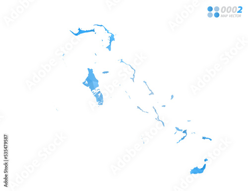The Bahamas map blue polygon triangle mosaic with white background. Vector style gradient.