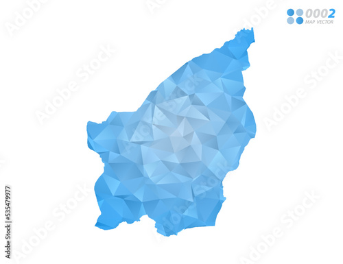 San Marino map blue polygon triangle mosaic with white background. Vector style gradient.