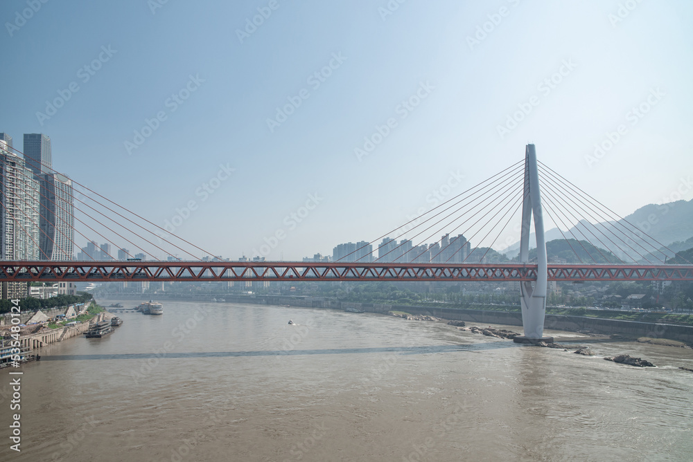 Scenery of Dongshuimen Yangtze River Bridge in Chongqing, China