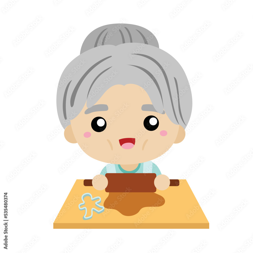 Cute Gingerbread Grandmother Old Woman Illustration Vector Clipart Cute Gingerbread Grandmother Old Woman Illustration Vector Clipart