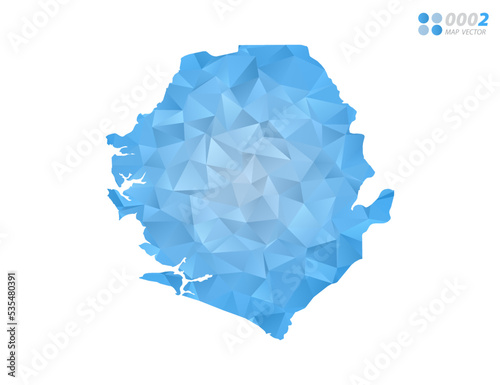 Sierra Leone map blue polygon triangle mosaic with white background. Vector style gradient.