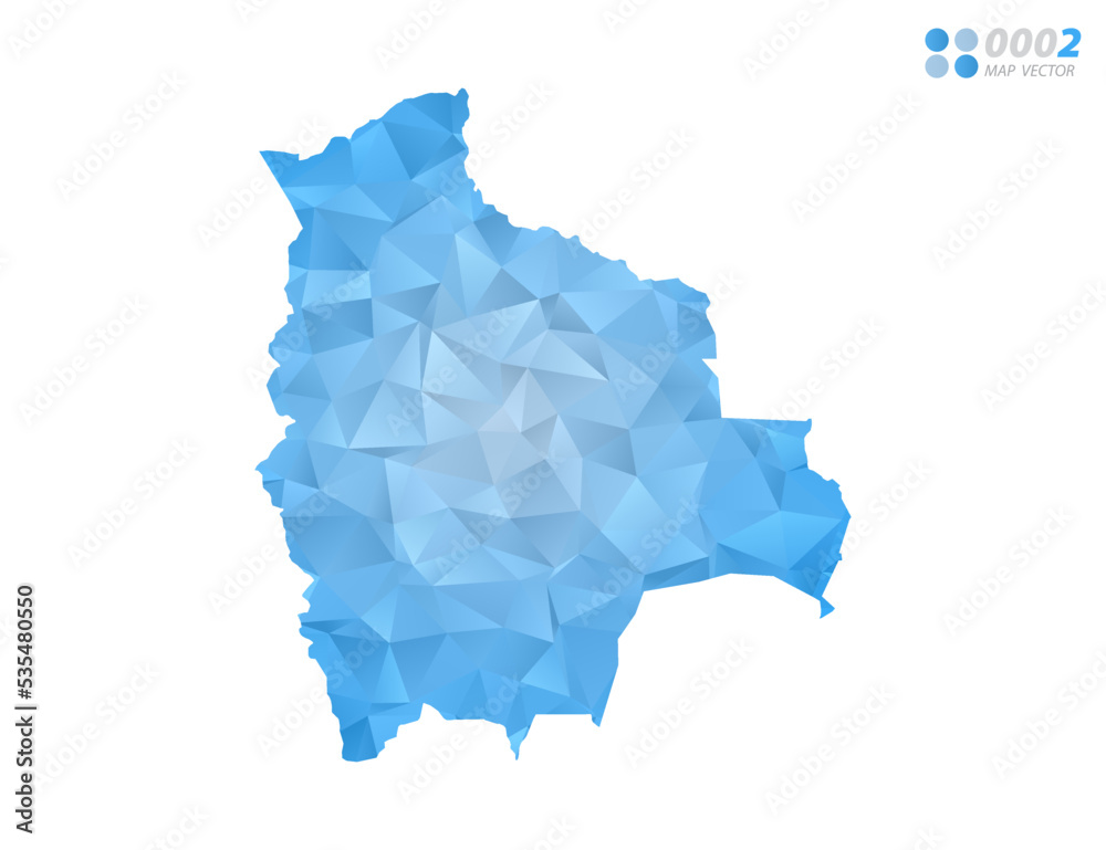 Bolivia map blue polygon triangle mosaic with white background. Vector style gradient. Bolivia map blue polygon triangle mosaic with white background. Vector style gradient.