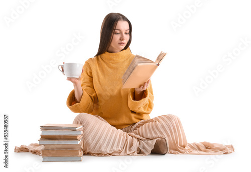 Young woman with cup of coc...
