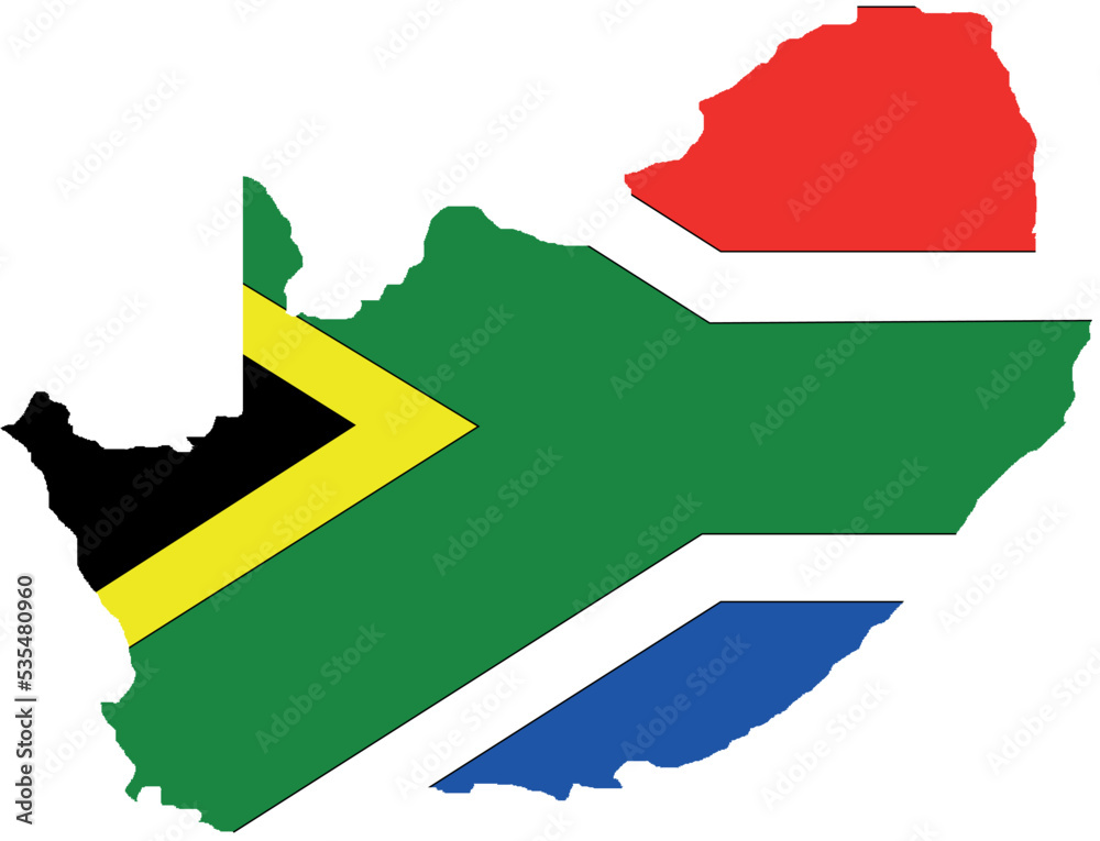 Vector Graphics Of The Flag Of South Africa Cut Out In The State Shape ...