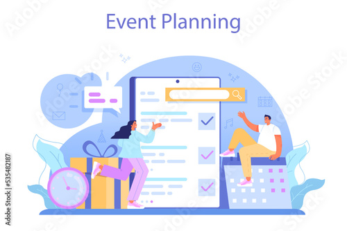 Event managemer concept. Entertainment specialist organizing a holiday
