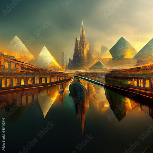 Egypt civilisation lake reflection