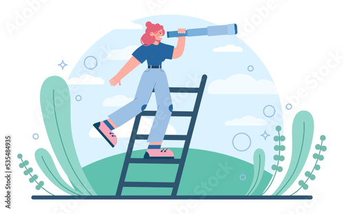 Future concept. Character searching for future opportunities