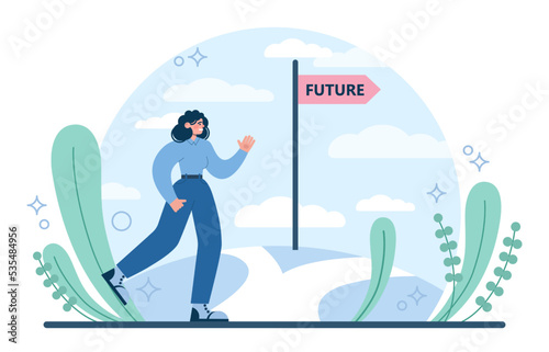 Future concept. Character searching for future opportunities