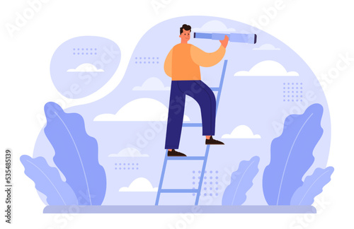 Future concept. Character searching for future opportunities