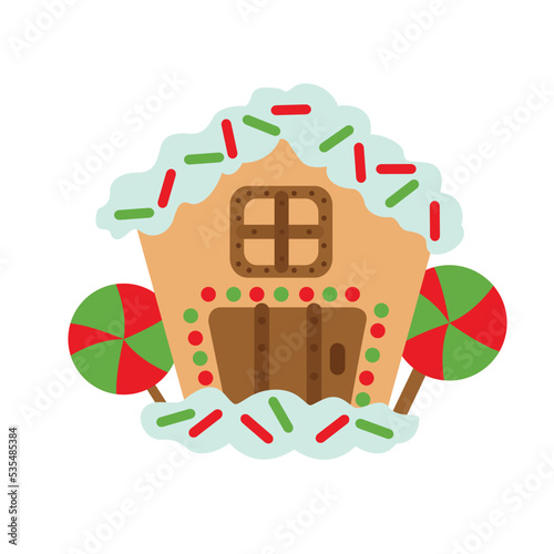 Cute Gingerbread House Cookies Illustration Vector Clipart