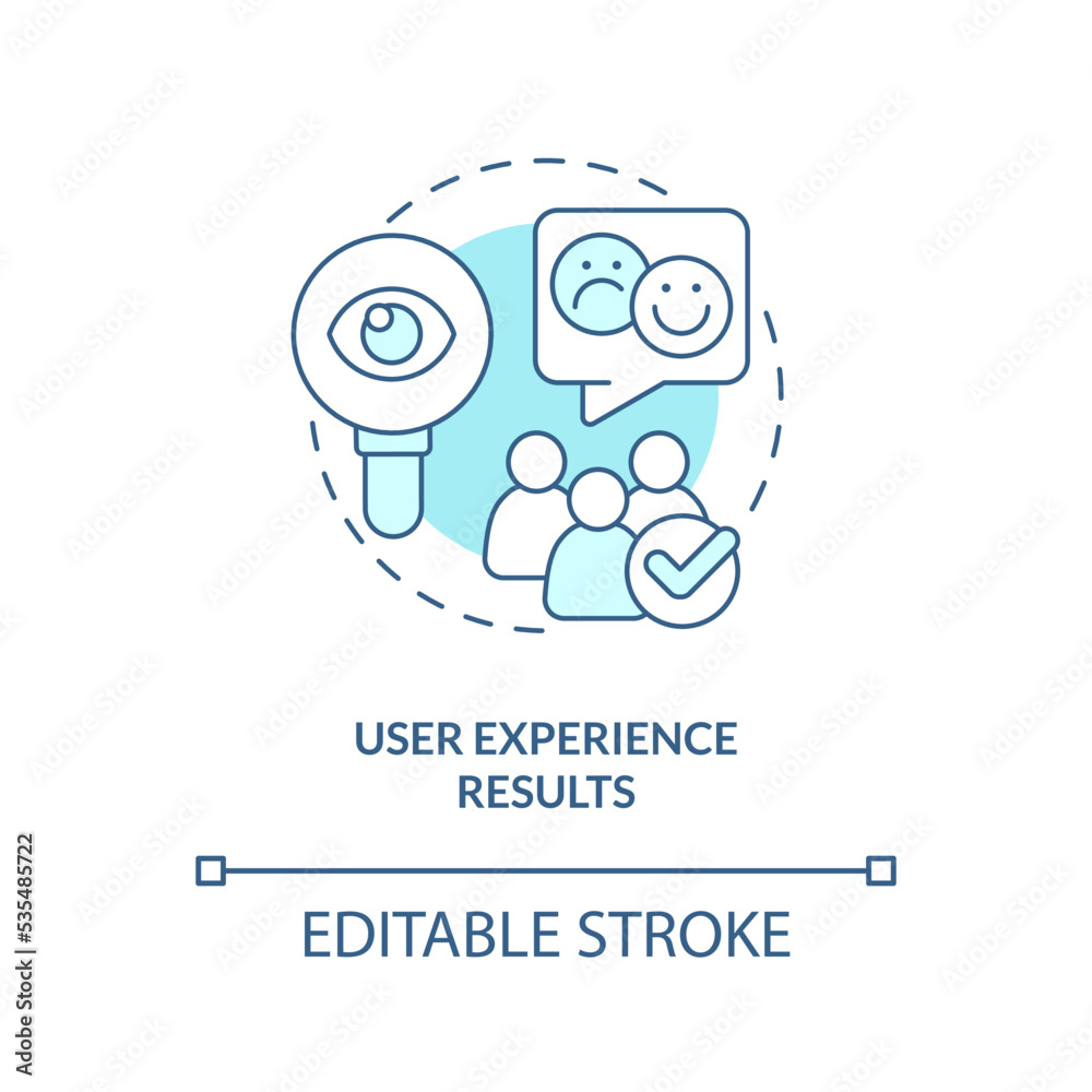 User experience feedback turquoise concept icon. Usability testing website review abstract idea thin line illustration. Isolated outline drawing. Editable stroke. Arial, Myriad Pro-Bold fonts used User experience feedback turquoise concept icon. Usability testing website review abstract idea thin line illustration. Isolated outline drawing. Editable stroke. Arial, Myriad Pro-Bold fonts used