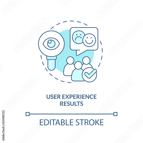 User experience feedback turquoise concept icon. Usability testing website review abstract idea thin line illustration. Isolated outline drawing. Editable stroke. Arial, Myriad Pro-Bold fonts used