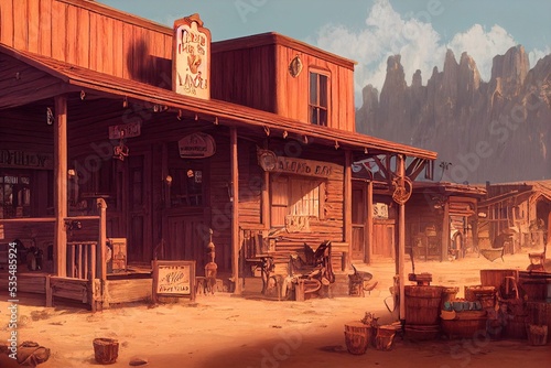 Illustration of an old Western saloon