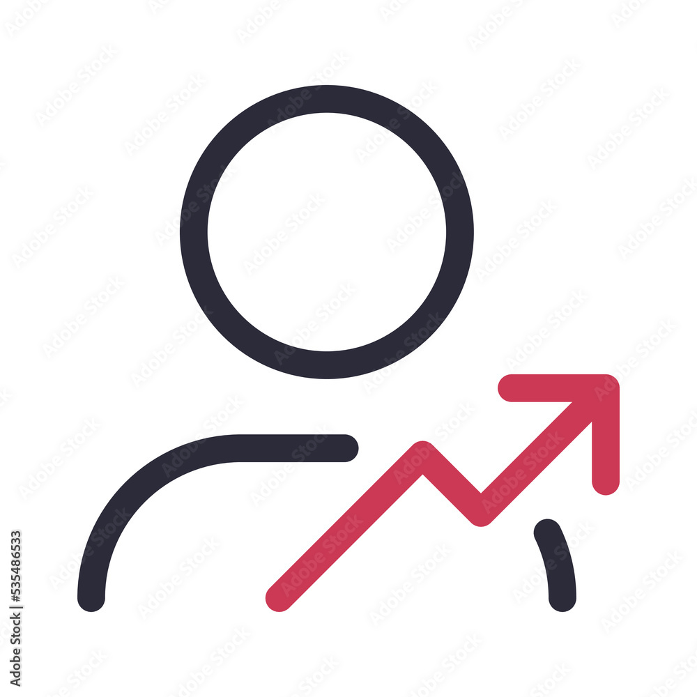 Linear vector account growing rating and statistic. Information about account commerce rating with arrow concept icon design. 