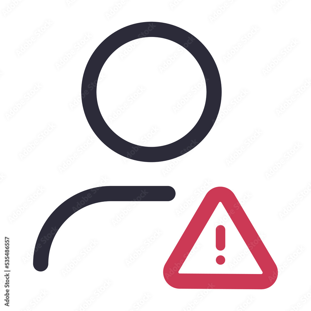 Linear vector profile with sign of attention. Warning and problem with account settings concept icon design. Linear vector profile with sign of attention. Warning and problem with account settings concept icon design.