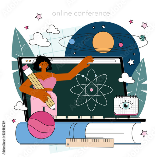Astrophysicist online service or platform. Scientist studying