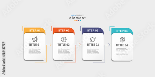 Modern business Infographic with title design template Vector with icons and 4 options or steps. Can be used for process diagram, presentations, workflow layout, banner, flow chart, info graph. Eps10