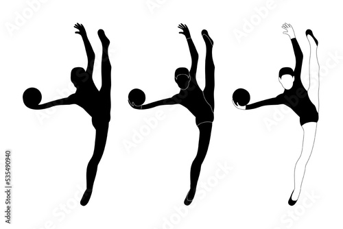 Flat design gymnast, gym girl  silhouette illustration. Gymnastics. Isolated vector