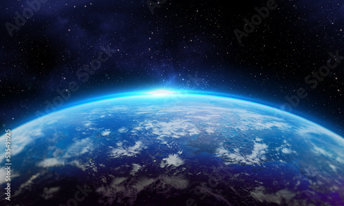 Earth planet in deep space. Outer dark space wallpaper © Vuang