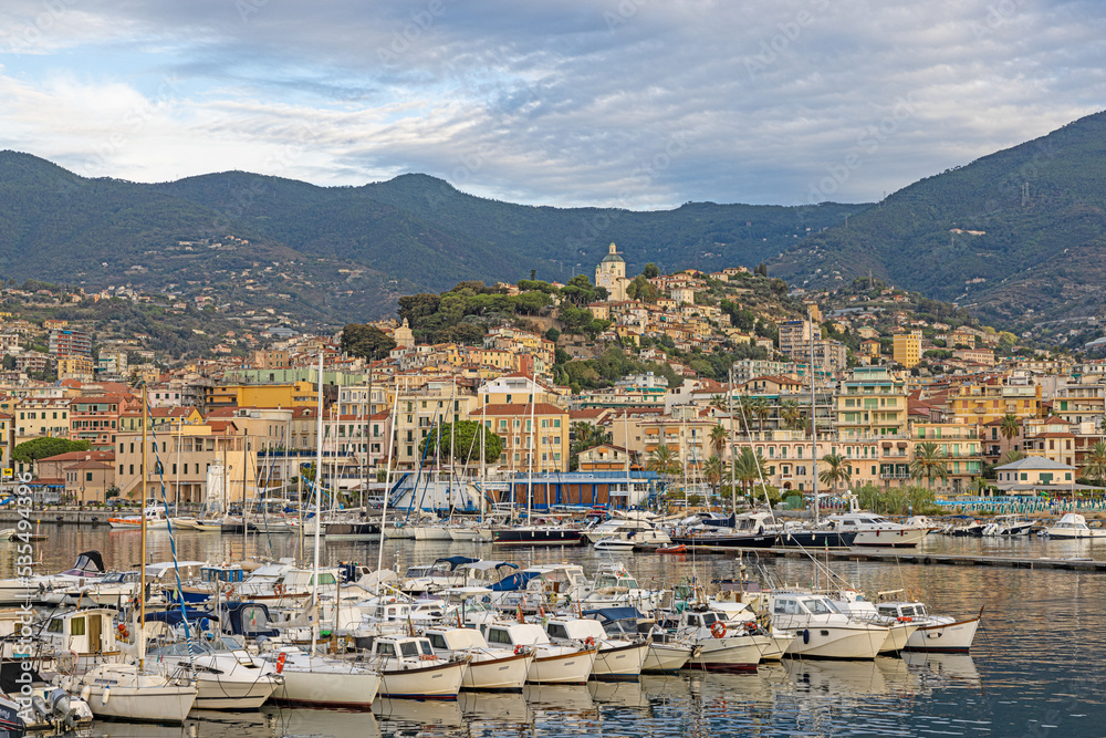 Panorama over the harbour of the Italian city of San Remo