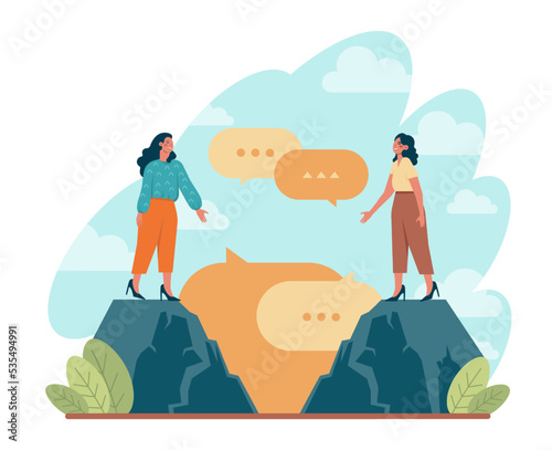 Negotiation concept. Opposite opinions, directions, interests