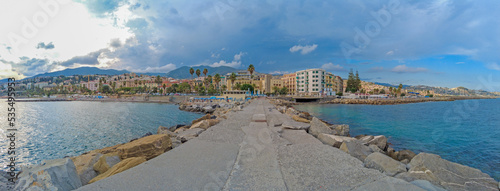 Panorama over the harbour of the Italian city of San Remo