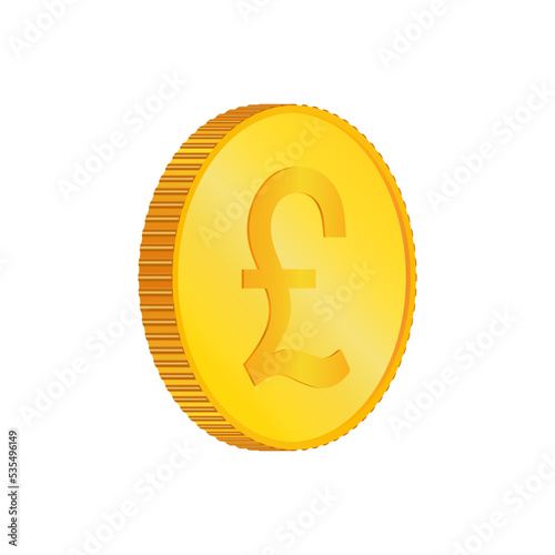 Pound Sterling. 3D isometric Physical coin.