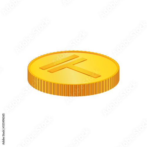 Tenge. 3D isometric Physical coin.
