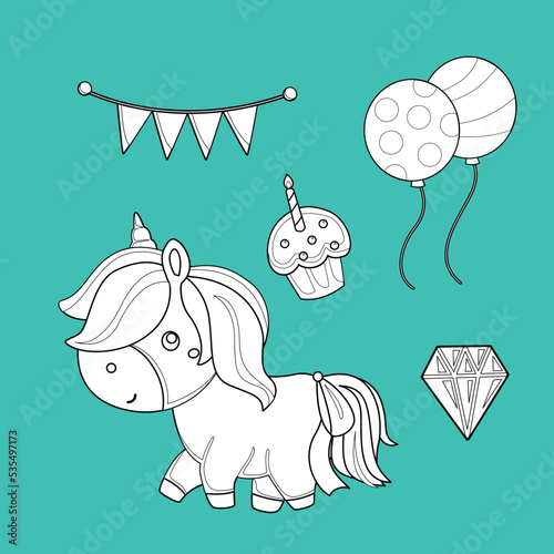 Cute Unicorn Horse Fantasy Animals Digital Stamp