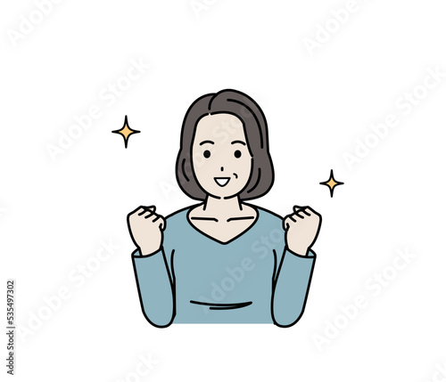 元気で健康な中年の女性　リフレッシュ　笑顔　イラスト