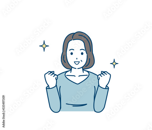 元気で健康な中年の女性　リフレッシュ　笑顔　イラスト