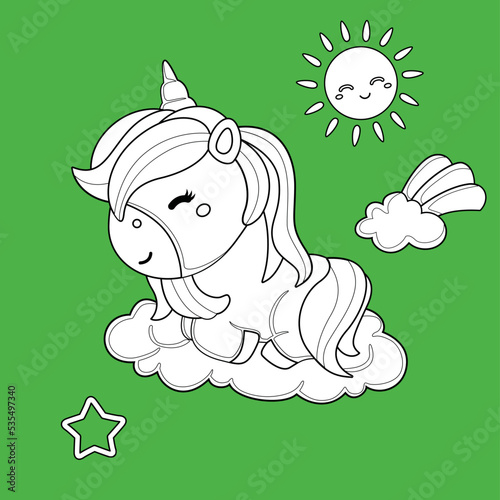 Cute Unicorn Horse Fantasy Animals Digital Stamp