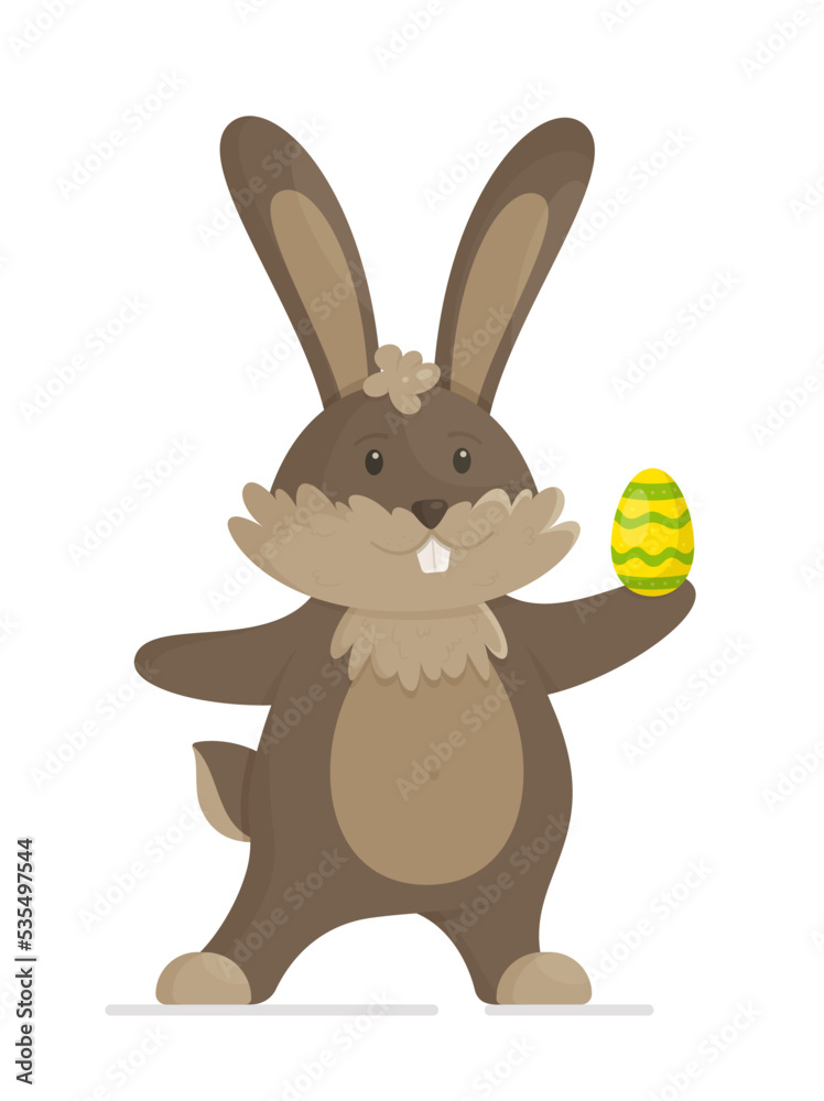 Obraz premium Posing bunny with an Easter egg in his paw.