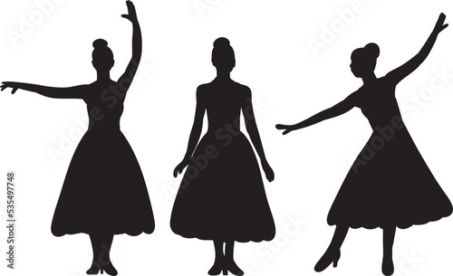 ballerinas, dancers silhouette on white background isolated vector