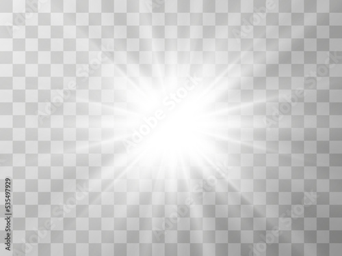 Bright beautiful star.Vector illustration of a light effect on a transparent background.