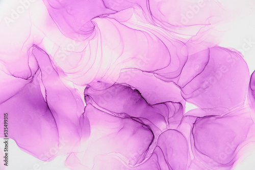Abstract alcohol ink fluid art background. Purple color © molenira