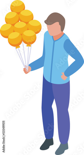 Circus balloon seller icon isometric vector. Park shop. Nature carnival