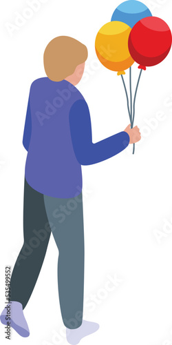 Sell balloon icon isometric vector. Seller shop. Town park