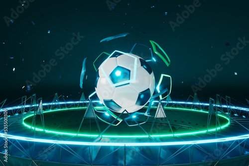 football balls object, sport ball design, football element concept, 3d illustration, abstract football technology, smartphone mobile screen, green grass field, online sport live, casino sport business
