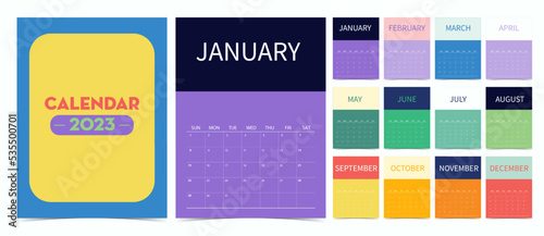 Cute colorful holiday calendar 2023 with special festival