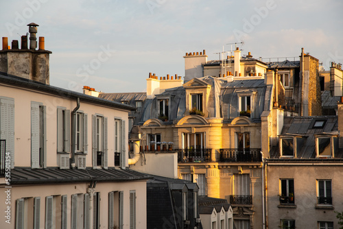 Paris, France. August 2022. The zinc roofs of Paris. photo