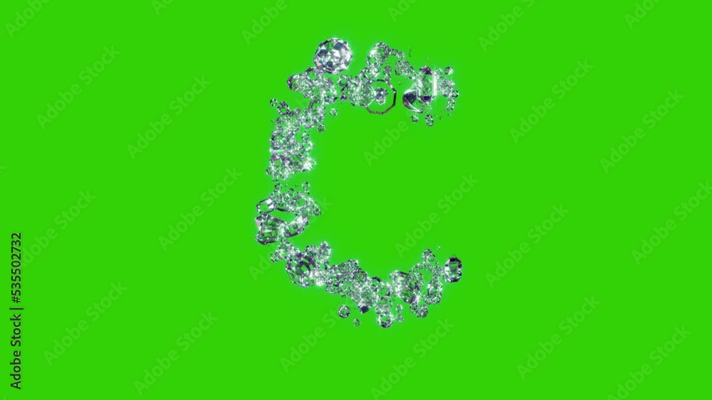 transparent brilliants letter C - gems font on chroma key screen, isolated - loop video transparent brilliants letter C - gems font on chroma key screen, isolated - loop video