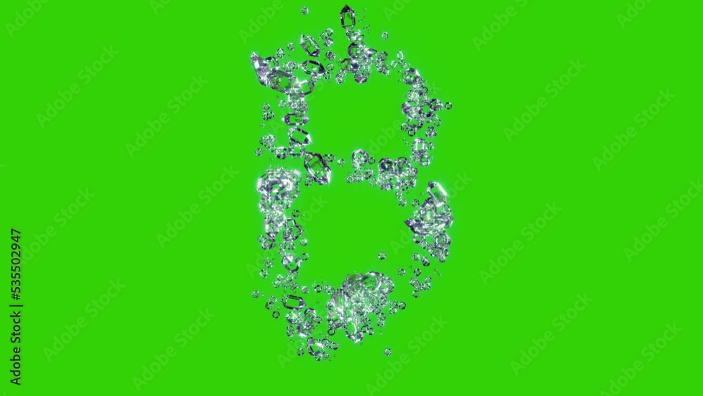 transparent brilliants bitcoin sign - gemstones font on chroma key screen, isolated - loop video