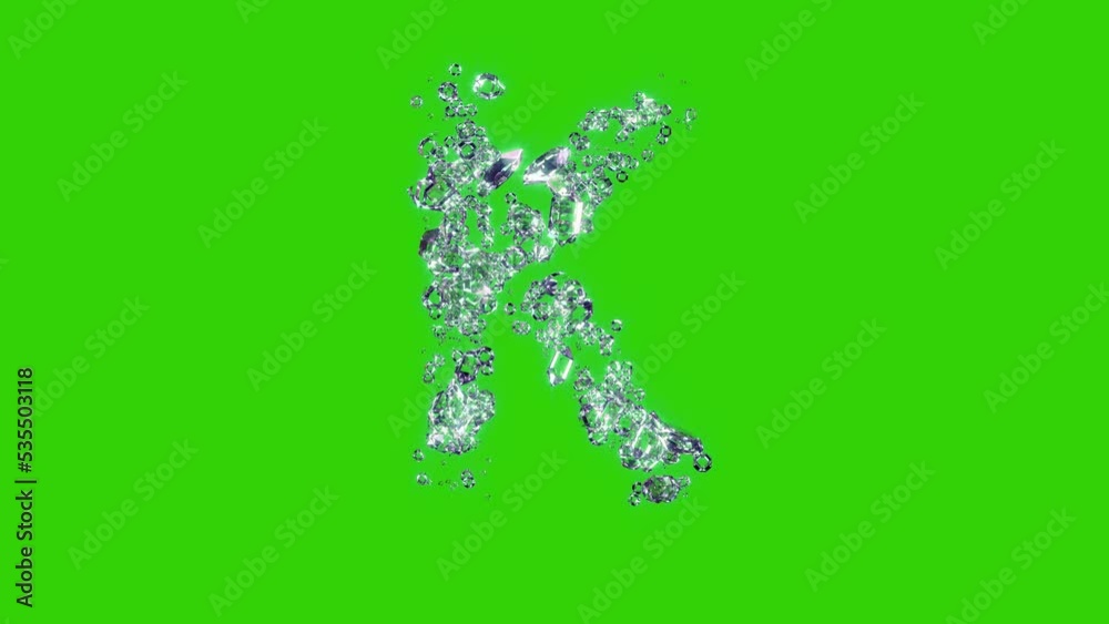 clear brilliants letter K - jewels alphabet on chroma key screen, isolated - loop video clear brilliants letter K - jewels alphabet on chroma key screen, isolated - loop video
