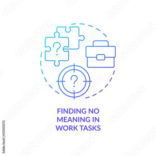 Purposeless duties at workplace blue gradient concept icon. Unclear work goals. Depressed employees abstract idea thin line illustration. Isolated outline drawing. Myriad Pro-Bold font used
