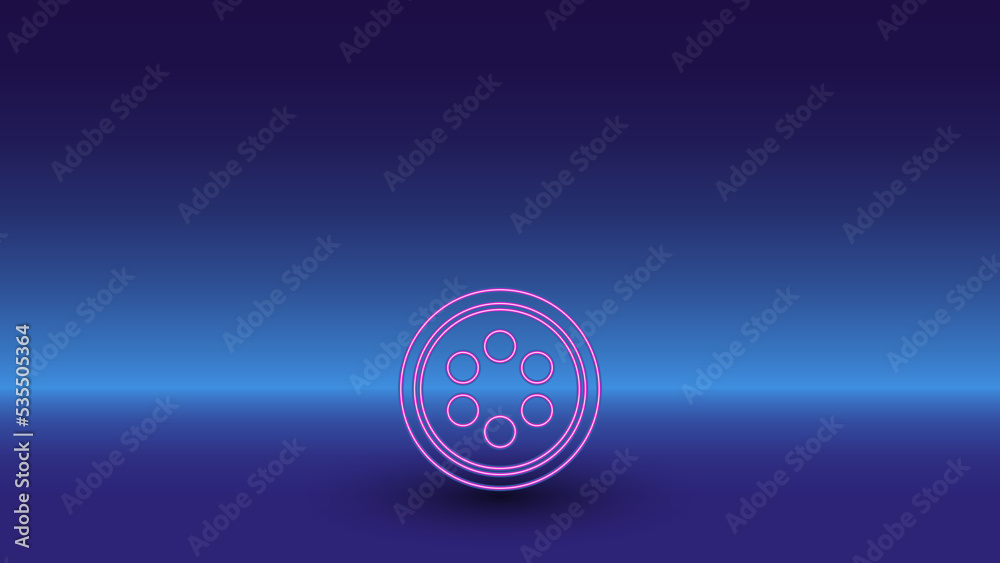 Neon optic cable symbol on a gradient blue background. The isolated symbol is located in the bottom center. Gradient blue with light blue skyline Neon optic cable symbol on a gradient blue background. The isolated symbol is located in the bottom center. Gradient blue with light blue skyline
